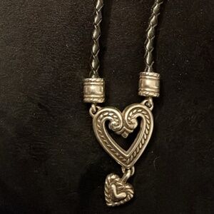 Vintage Brighton Double heart leather necklace